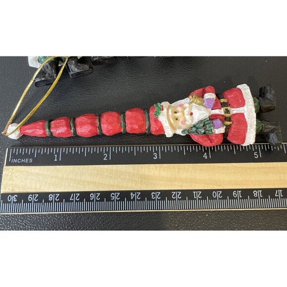 Ganz Resin Santas Christmas Ornaments Long Spiral Hat‎ Wood Style Set Of 4 - Picture 4 of 4